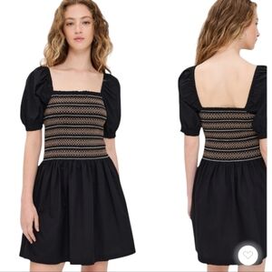 NWT Madewell Juliette Mini Dress in Black Balloon Short Sleeves Size M